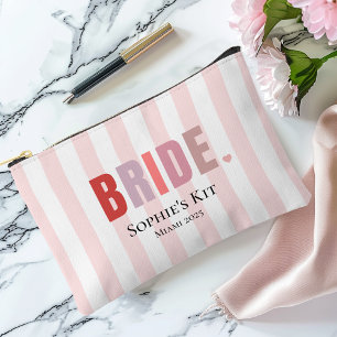 Bride Survival Kit Bag   Pink Stripes Aangepaste n Etui