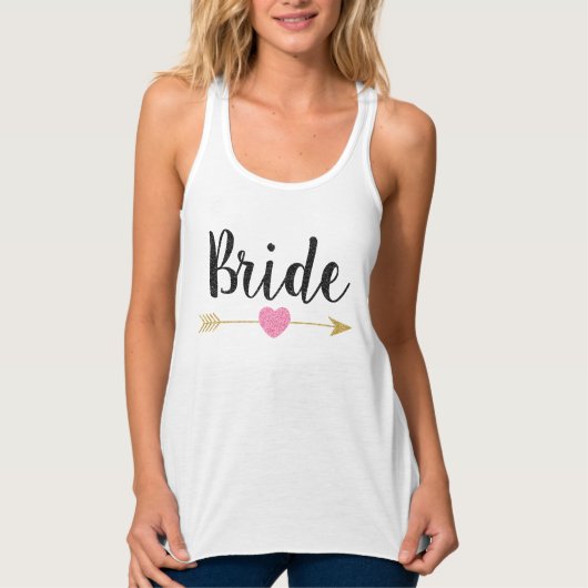 Bride | Team Bride Glitter-Print Black Tanktop (Voorkant)