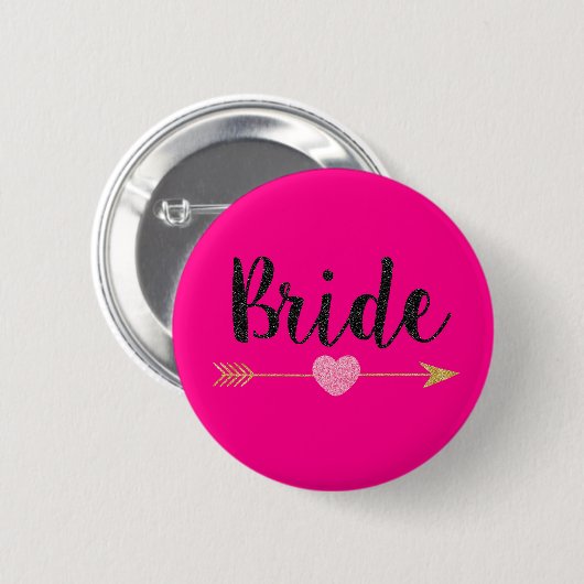 Bride|Team Bride|Hot Pink Ronde Button 5,7 Cm (Voorkant /achterkant)