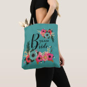 Bride Team. Bridesmaid Modern Floral Gift Tote Bag (Dichtbij)