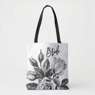 Bride thee-Rozen in zwart-wit Tote Bag