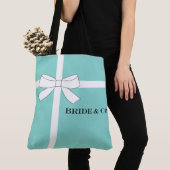 BRIDE Tiara Blauwgroen Blauwe Bridal Wedding Showe Tote Bag (Dichtbij)