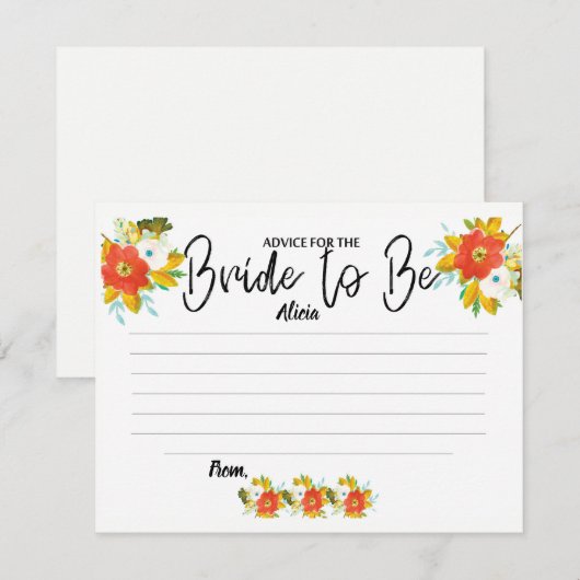 Bride to be Advice Kaarten Vrijgezellenfeest Games (Voorkant / Achterkant)
