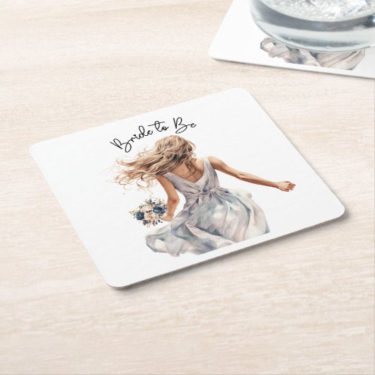 Bride To Be Beautiful Bride Waterverf Arto Kartonnen Onderzetters (Schuin)