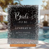 BRIDE TO BE! Black Silver Glitter Bridal Shower  Acryl Bord