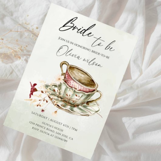 Bride-to-Be Bridal Shower  - Two Cups of Tea Theme Kaart