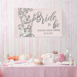 Bride to be Butterflies Bling Rines Vrijgezellenfe Spandoek