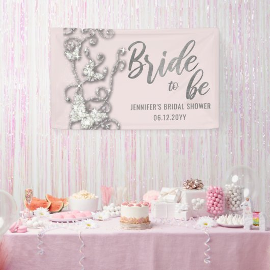 Bride to be Butterflies Bling Rines Vrijgezellenfe Spandoek (Feest)