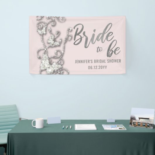 Bride to be Butterflies Bling Rines Vrijgezellenfe Spandoek (Beurs)
