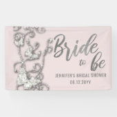 Bride to be Butterflies Bling Rines Vrijgezellenfe Spandoek (Horizontaal)