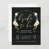 Bride To Be Calligraphy Floral Vrijgezellenfeest Uitnodiging Briefkaart (Voorkant / Achterkant)