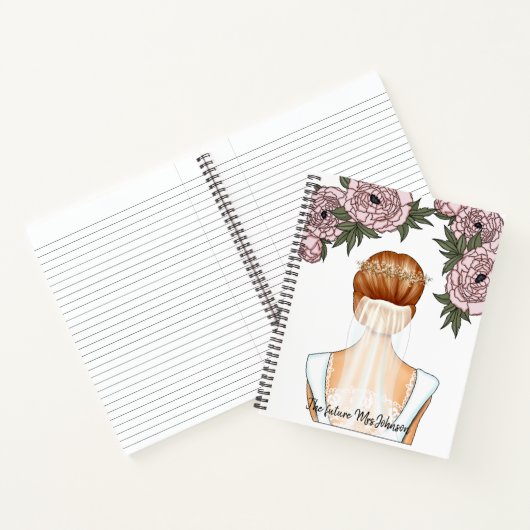Bride to be - Future Mrs Notebook (Red Hair Bride) Notitieboek (Binnen)