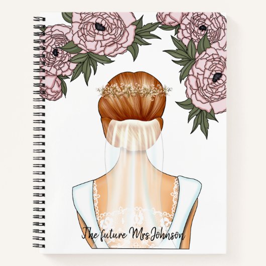 Bride to be - Future Mrs Notebook (Red Hair Bride) Notitieboek (Voorkant)