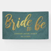 Bride to be Gold Calligraphy Green Vrijgezellenfee Spandoek (Horizontaal)