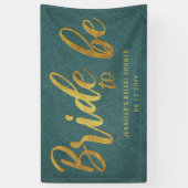 Bride to be Gold Calligraphy Green Vrijgezellenfee Spandoek (Verticaal)