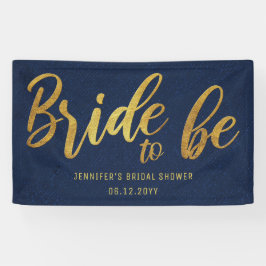 Bride to be Gold Calligraphy Navy Vrijgezellenfees Spandoek