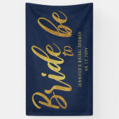 Bride to be Gold Calligraphy Navy Vrijgezellenfees Spandoek (Verticaal)