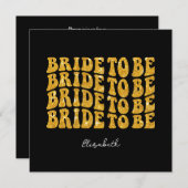 Bride to Be Gold Glitter Tekst met Naam, Zwart Kaart (Voorkant / Achterkant)