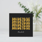Bride to Be Gold Glitter Tekst met Naam, Zwart Kaart (Staand voorkant)