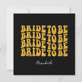 Bride to Be Gold Glitter Tekst met Naam, Zwart Kaart