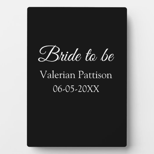 Bride to be name date black white bridal shower we fotoplaat (voorkant)