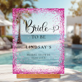 BRIDE TO BE! Pink Glitter Bridal Shower Acryl Bord