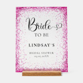 BRIDE TO BE! Pink Glitter Bridal Shower Acryl Bord (Voorkant)