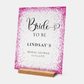 BRIDE TO BE! Pink Glitter Bridal Shower Acryl Bord (Hoek)