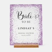 BRIDE TO BE! Purple Glitter Bridal Shower  Acryl Bord (Voorkant)