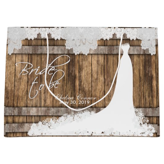 Bride to be - Robuust hout en  ontwerp Large Cadeautasje (Voorkant)