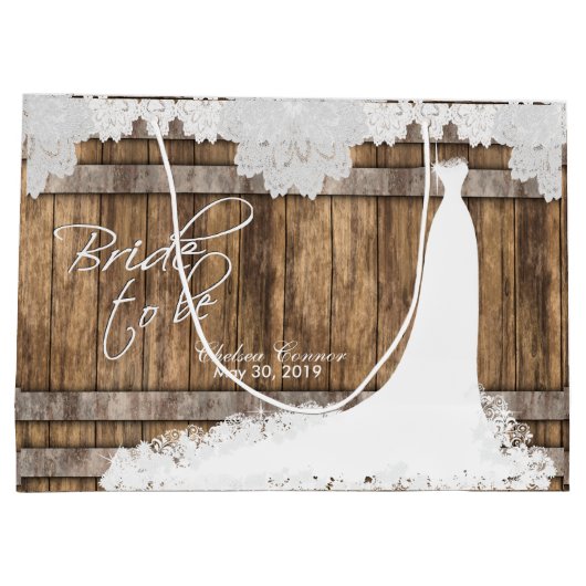 Bride to be - Robuust hout en  ontwerp Large Cadeautasje (Achterkant)
