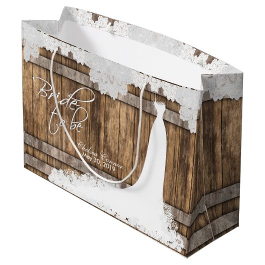 Bride to be - Robuust hout en  ontwerp Large Cadeautasje (Achterkant Gekanteld)