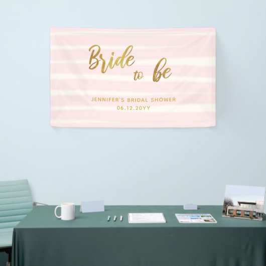 Bride to be roze Stripes Boho Chic Vrijgezellenfee Spandoek (Beurs)