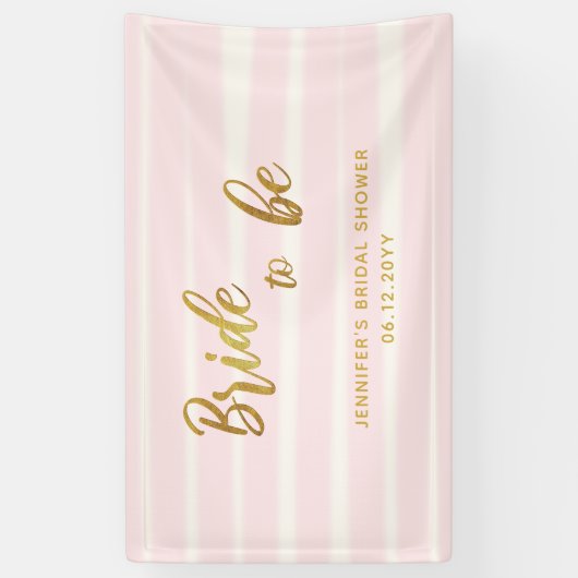 Bride to be roze Stripes Boho Chic Vrijgezellenfee Spandoek (Verticaal)
