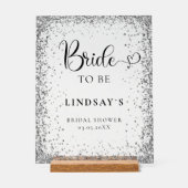 BRIDE TO BE! Silver Glitter Bridal Shower  Acryl Bord (Voorkant)