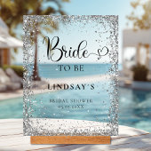 BRIDE TO BE! Silver Glitter Bridal Shower  Acryl Bord