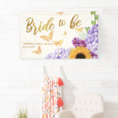 Bride to be Sunflower Butterfly Vrijgezellenfeest Spandoek (Insitu)