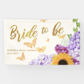 Bride to be Sunflower Butterfly Vrijgezellenfeest Spandoek (Horizontaal)