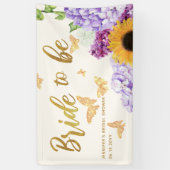 Bride to be Sunflower Butterfly Vrijgezellenfeest Spandoek (Verticaal)