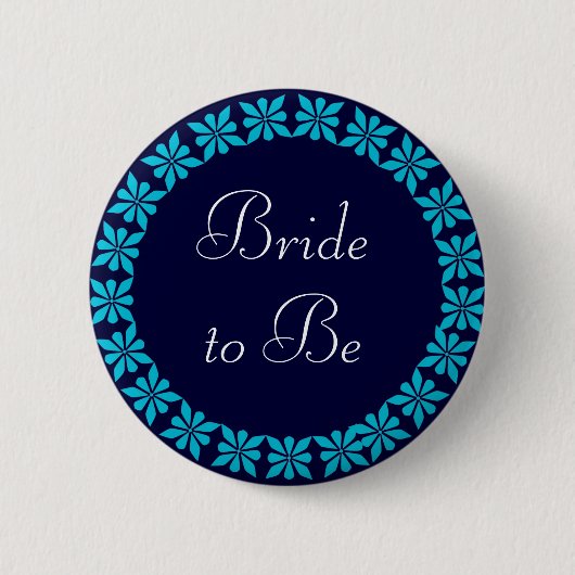 Bride to Be Turquoise Flowers I.D. Knoop Ronde Button 5,7 Cm (Voorkant)