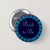 Bride to Be Turquoise Flowers I.D. Knoop Ronde Button 5,7 Cm (Voorkant /achterkant)