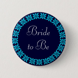 Bride to Be Turquoise Flowers I.D. Knoop Ronde Button 5,7 Cm