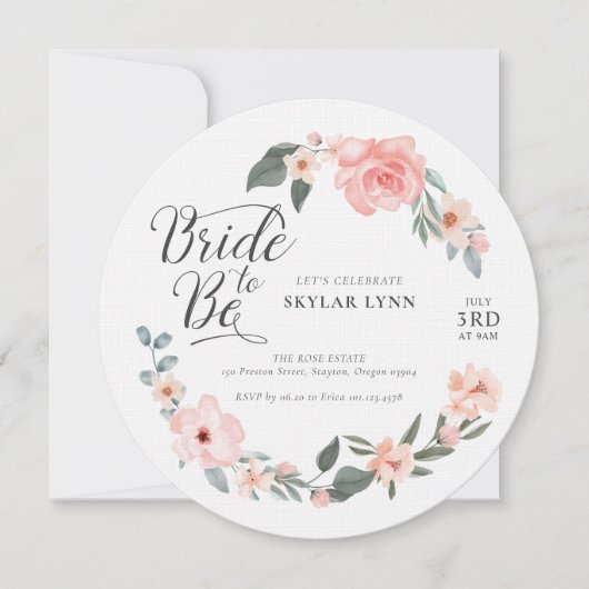Bride to be Waterverf Floral Roos & Sage Greenery Kaart (Voorkant)