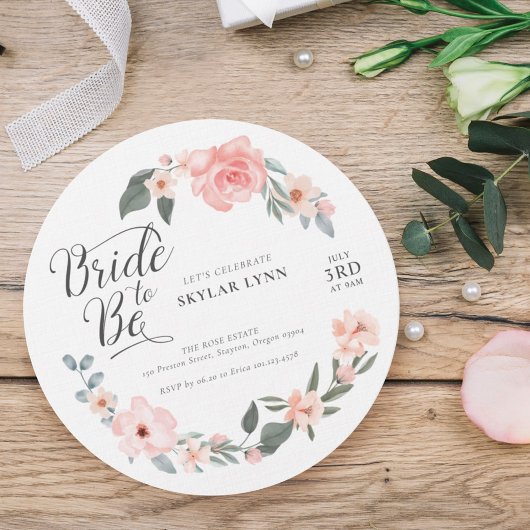 Bride to be Waterverf Floral Roos & Sage Greenery Kaart