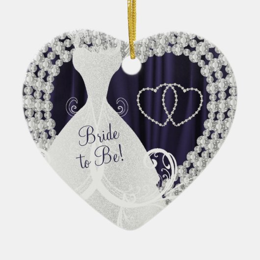 Bride to be White Diamonds Plum Paars Wedding Keramisch Ornament (Voorkant)