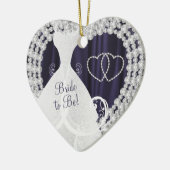 Bride to be White Diamonds Plum Paars Wedding Keramisch Ornament (Links)
