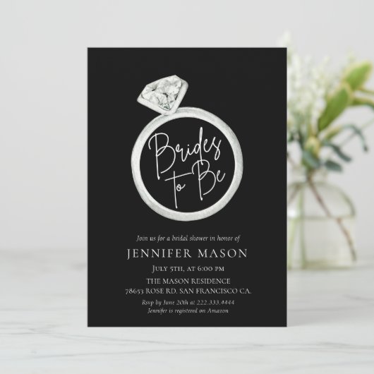 Bride To Be Zwart-wit Modern Vrijgezellenfeest Kaart (Staand voorkant)