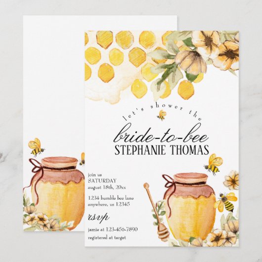 Bride to Bee Baby shower Invitation Kaart (Voorkant / Achterkant)