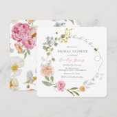 Bride to Bee Bloemen Bruids Douche Uitnodiging (Voorkant / Achterkant)