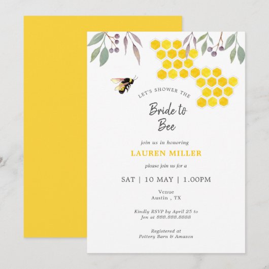 "Bride to bee"-bridale douche Kaart (Voorkant / Achterkant)